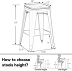 HAOBO Home 24" Backless Metal Counter Stool Height Bar Stools, Barstools - Image 2