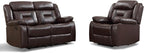 EBELLO Manual Recliner Sofa Set, Faux Leather Reclining Living Room Furniture - Image 7