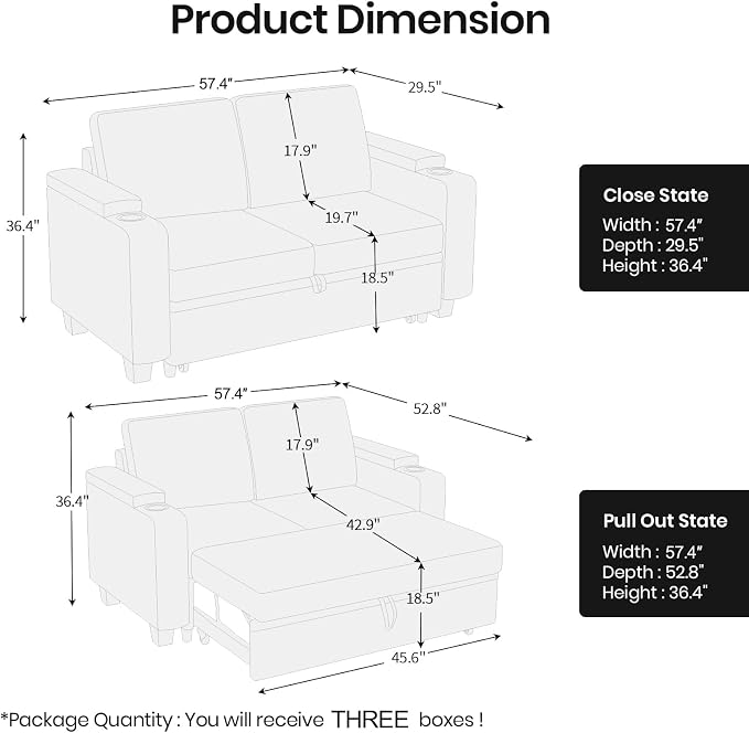 Belffin Chenille Sectional Sleeper Sofa - Image 3