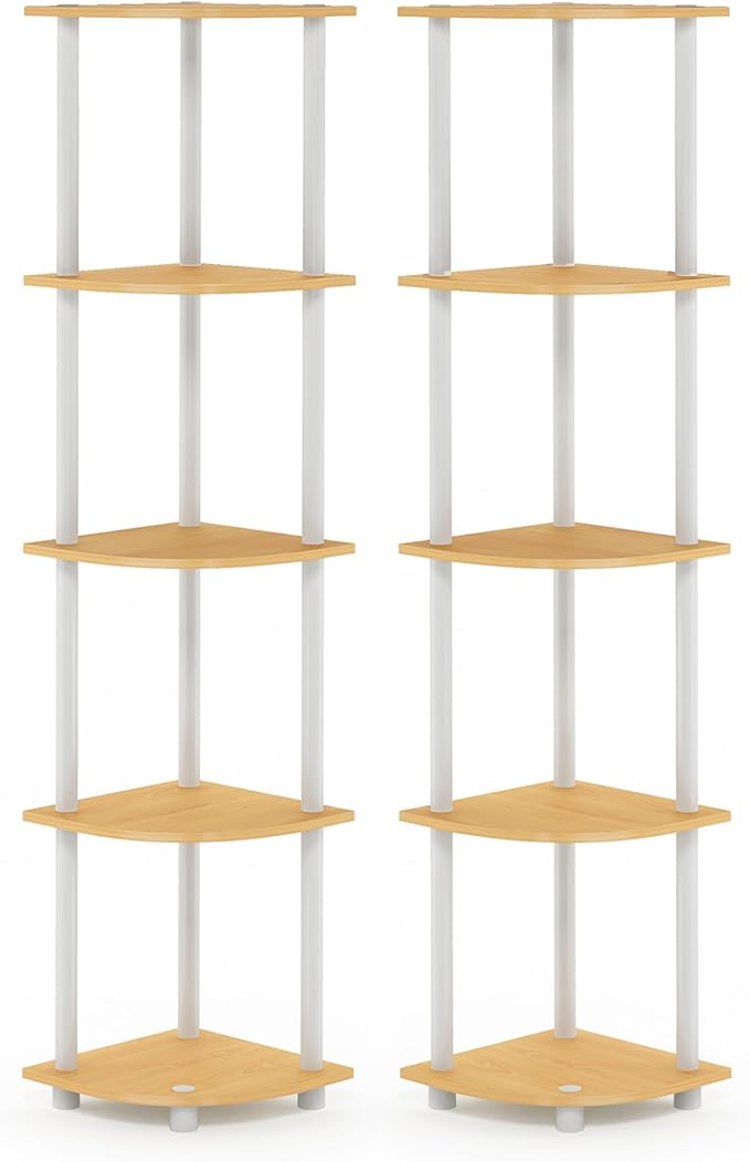 Furinno Turn-N-Tube Corner Shelf Set of 2, 5-Tier Corner Bookshelf, Open - Image 7