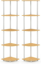 Furinno Turn-N-Tube Corner Shelf Set of 2, 5-Tier Corner Bookshelf, Open - Image 7