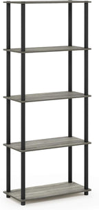 Furinno TURN-N-TUBE Storage Shelves, 5-Tier Book Shelf, Corner Shelf, Toolless - Image 5