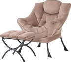 Tiita Lazy Chair with Ottoman, Khaki Modern Large Accent Chair, Comfy Leisure by TiitaHome