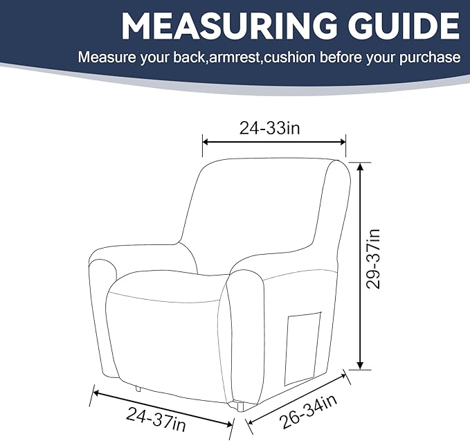Cupuamon Recliner Chair Covers, Lazy Boy Recliner Covers Stretch Reclining - Image 2
