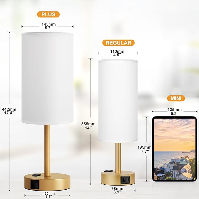 Fenmzee Gold Nightstand Bedroom Lamp - Image 2