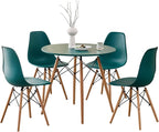 5-Piece Round Dining Table Set, Small 31.5" Kitchen Table Chairs Set of 4 Space by LECAFURHL