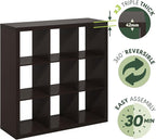Furinno Cubicle Book Shelf, 9-Cube Bookshelf, Triple Thick Frame Cube Storage - Image 4