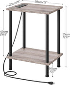 HOOBRO Side Table with Charging Station, End Table with USB Ports and Outlet - Image 3