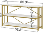 LVB White 3 Tier Console Table, Modern Faux Marble Gold Sofa Entryway Table - Image 2