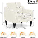 VINGLI Mid Century Modern Accent Chairs Set of 2, Comfy Armchair Chenille Sofa - Image 3