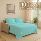 Sleeper Sofa Bed Sheet, 100% Cotton 400 Thread Count, 4 Piece Set, Deep Pocket - Image 2