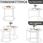 aboxoo White Nesting Glass Table Set of 2, Small Glass Round Nesting Tables - Image 5