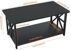 GreenForest Coffee Table with Round Corner, Farmhouse Center Table with 2-Tier - Image 3