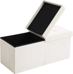 Storage Ottoman Bench Foldable Seat Footrest Shoe Bench End of Bed Storage - Image 8
