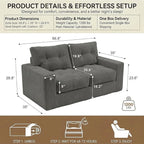 69" Corduroy Loveseat Sofa in a Box, High-Density Foam Couch, No Assembly - Image 2