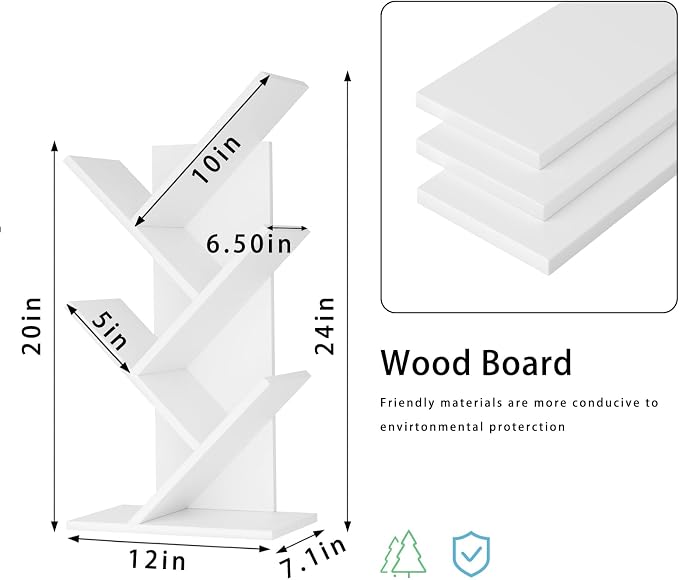 SHEEPAM 5 Tier Tree Book Shelf, Small Desktop Bookshelf - Image 3