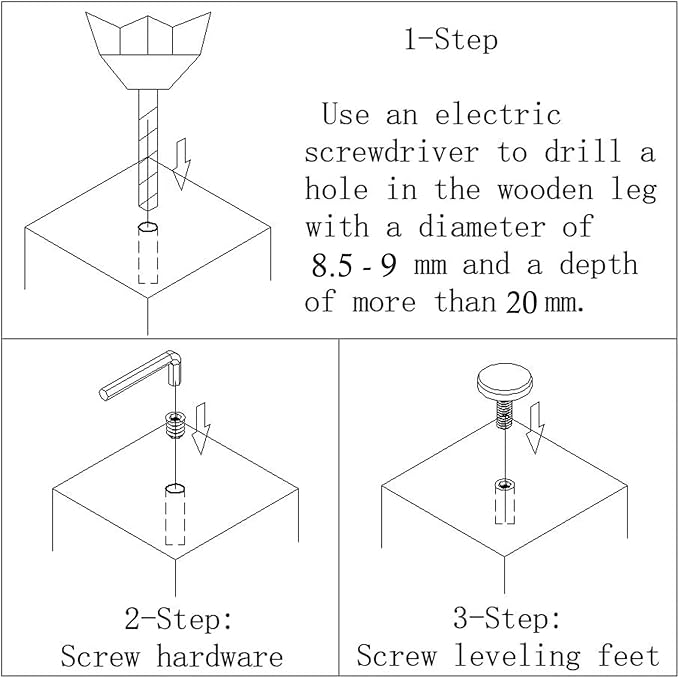1/4" Thread Furniture/Table/Chair Feet Levelers Screw On - Image 3