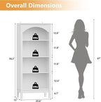 Arched Bookshelf with 4 Tier Open Shelves, Study and Living Room, Modern White - Image 2
