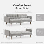 mopio Aaron 76.8" Couch, Small Futon Sofa Bed, Mid Century Modern Futon Couch - Image 2