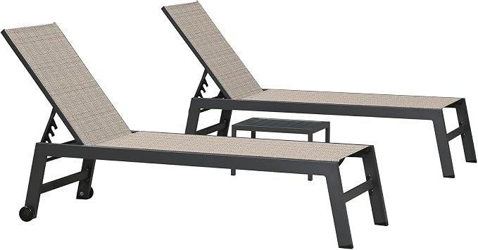 PURPLE LEAF Patio Chaise Lounge Set 4 Pieces Aluminum Outdoor Lounge Chairs - Image 7