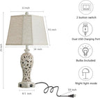 Set of 2 Rustic Table Lamps for Living Room Bedroom, Farmhouse Vintage - Image 2