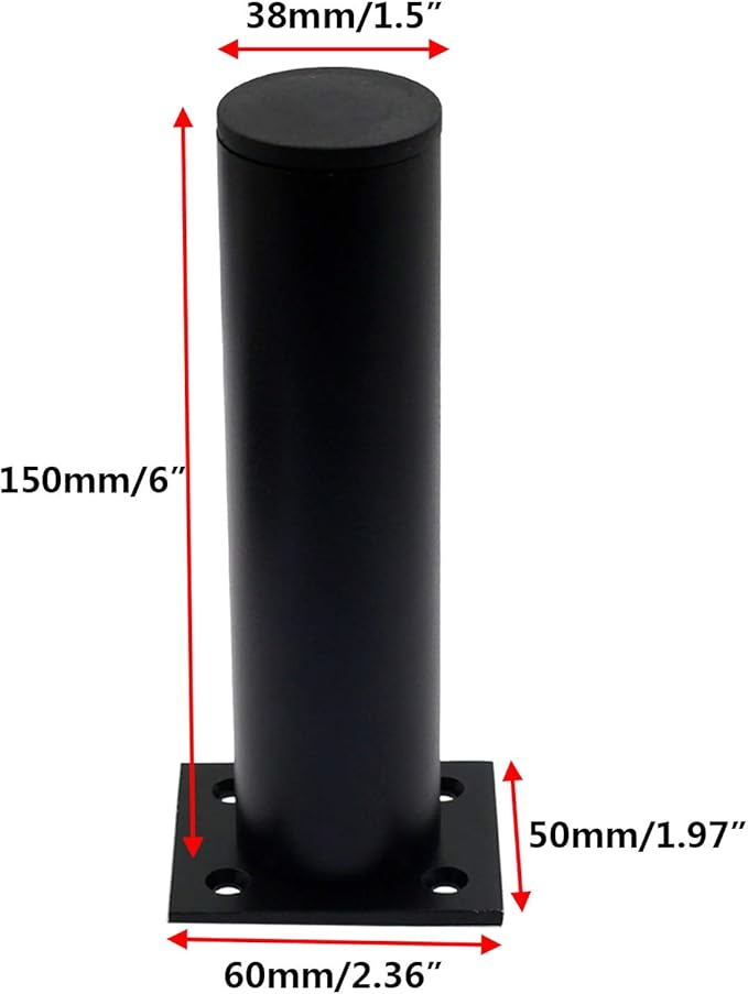 4 Pack Adjustable Furniture Legs Round 1.5" Dia Thickened Aluminum Alloy Sofa - Image 3