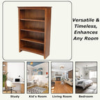 Solid Wood Bookcase 48" High, Adjustable Shelves, Parawood Construction - Image 5