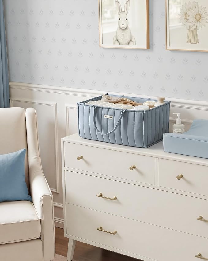 Blissful Diary Baby Diaper Caddy Organizer, Stylish Storage Basket - Image 7