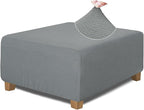 NeColorLife Square Ottoman Cover Jacquard Fabric Thick Stretchable Slipcover by NeColorLife