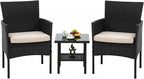 FDW 3 Pieces Patio Furniture Set Outdoor Wicker Bistro Sets Modern Rattan Chair by FDW