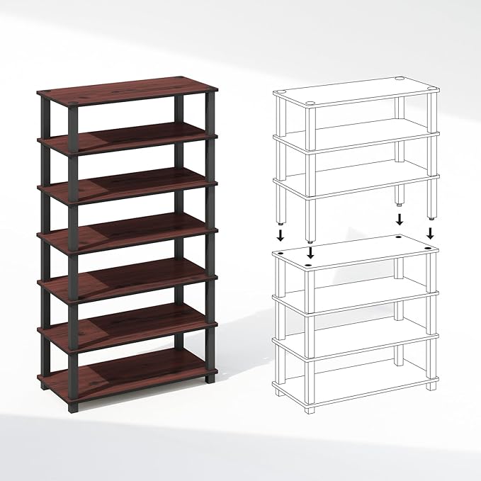 Furinno Turn-N-Tube Storage Shelves Set of 2, 4-Tier Stackable Standing Shelf - Image 4