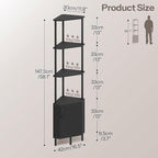 HOOBRO Corner Cabinet with LED Light, Corner Shelf Stand with Storage and Doors - Image 2