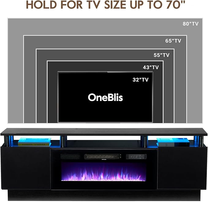 70" TV Stand for Living Room, Modern Entertainment Center & Media Console - Image 7
