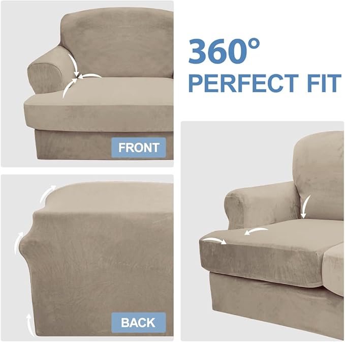 CUCRAF Cushion Sofa Cover 4 Piece Slipcovers, Soft Thick Velvet Couch Cover - Image 6