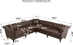 KEIKI 99" L-Shaped Luxury PU Leather Chesterfield Sectional Sofa - Image 2