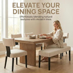 HNY Mid Century Modern Farmhouse Dining Chairs Set of 6, Linen Upholstered - Image 6