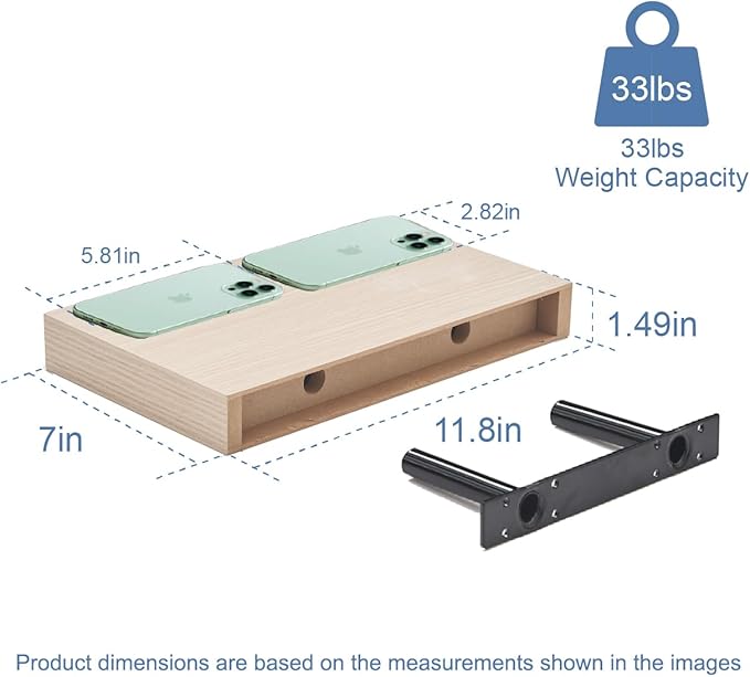 Oak Floating Shelves for Wall, Kitchen & Living Room Decor Display, for Plants - Image 3