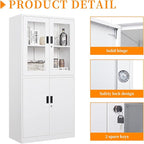 Metal Storage Cabinet with Doors and Shelves, 2 Adjustable Shelves, 4 Doors - Image 6