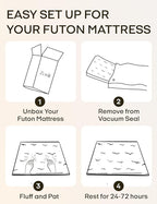 ZonLi Japanese Floor Futon Mattress Full Size 75"x 54", 100% Cotton Cover 4'' - Image 8