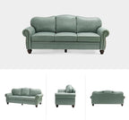 81" Genuine Leather Sofa, Classic 3-Seater Couchs - Image 6