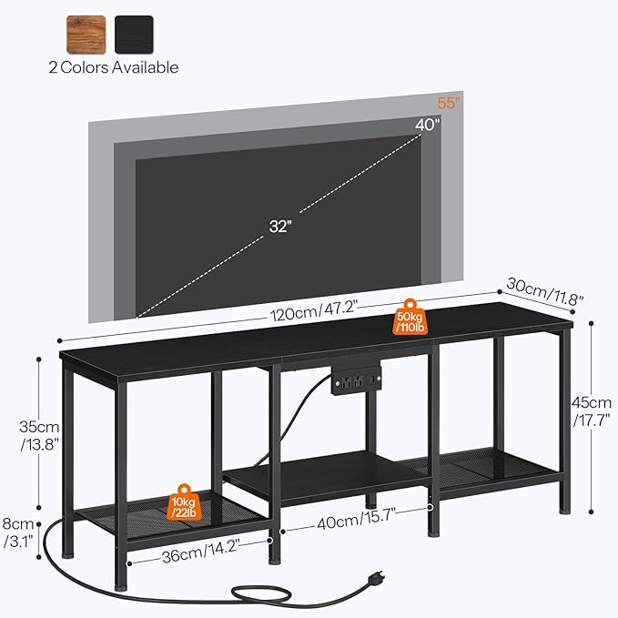 HOOBRO TV Stand with Charging Station to 55 Inches, LED Entertainment Center - Image 2
