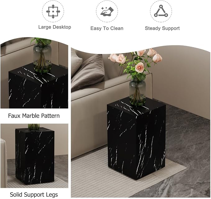 End Table, Side Table Living Room Table, Faux Marble Sofa Couch Bedside - Image 4