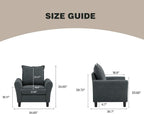 Mid-Century Accent Chairs Set of 2, Modern Linen Fabric Armchair - Image 2