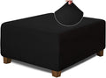 NeColorLife Square Ottoman Cover Jacquard Fabric Thick Stretchable Slipcover by NeColorLife