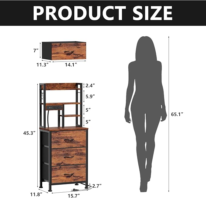 Furnulem Night Stand Set 2, LED Nightstand - Image 3
