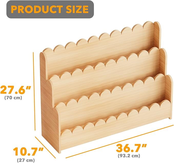 SpaceAid 3-Tier Scalloped Bookshelf, Montessori Bookcase - Image 2