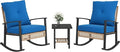 Outsunny 3 Pieces Rocking Wicker Outdoor Bistro Set, Rattan Patio Furniture Set by Outsunny