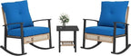 Outsunny 3 Pieces Rocking Wicker Outdoor Bistro Set, Rattan Patio Furniture Set by Outsunny