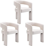 BESTANO Set of 3 Modern Linen Fabric Upholstered Dining Chairs by BESTANO