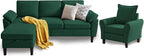 79" Convertible Sectional Sofa Set, Modern Linen Small L Shaped Couch by Chireca